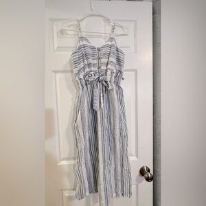 Striped Midi Dress with adjustable strap and side pockets